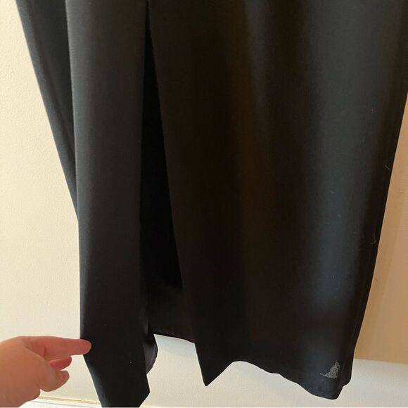 Vintage 90’s Sleeveless Sheath Dress Black Crepe Floral Embroidery Beading 8 - Picture 8 of 9